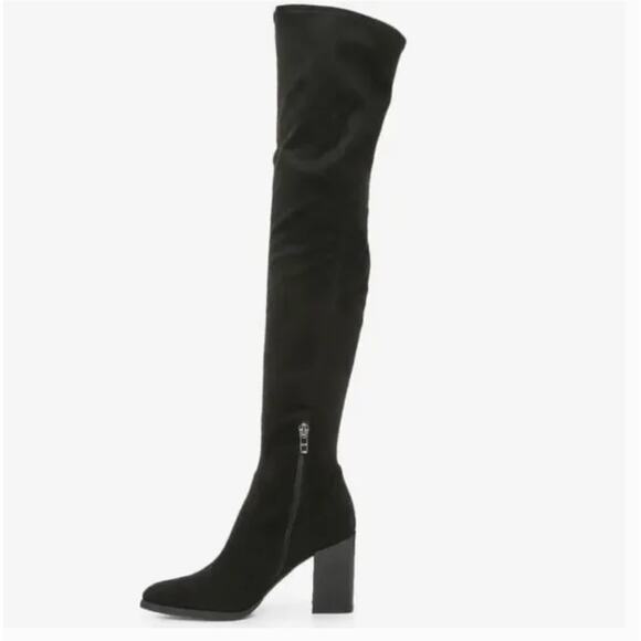 Marc Fisher Mayko Over The Knee Boots 11 Black NWOT Vegan Suede Heel Tall OTK - Picture 2 of 6